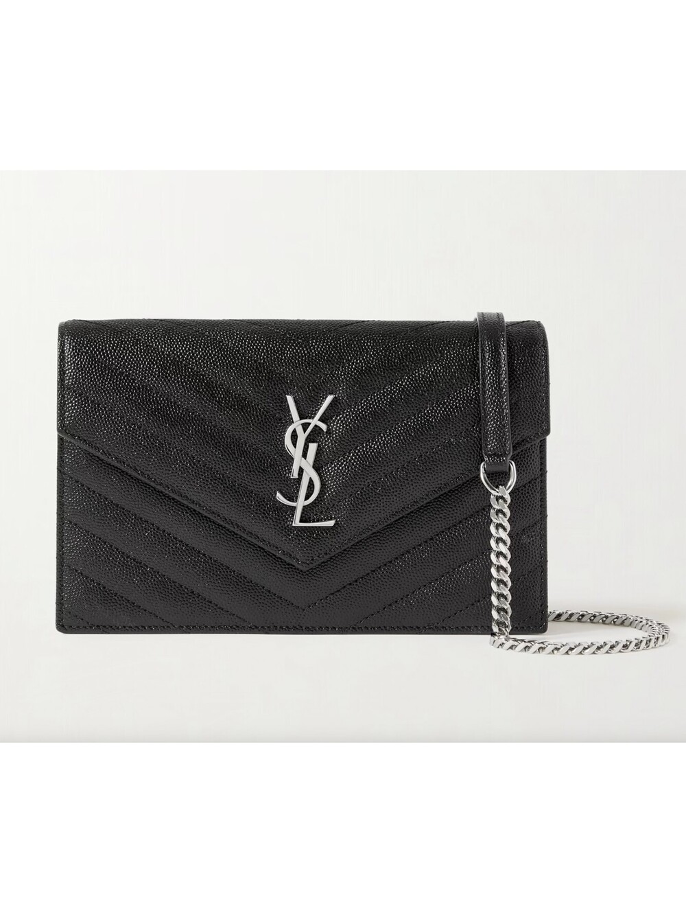NWT Authentic YSL Saint Laurent Black Envelope Chain Wallet
